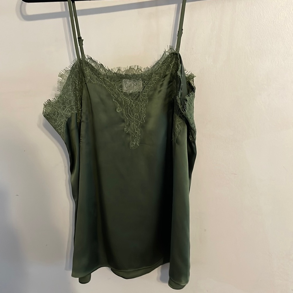 Cami NYC 100% Silk Green Lace With Trim  Camisole Sz Sm